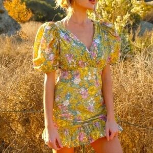 Anthropologie Rahi Floral Puff Mini "Look at me" Dress. Size XL